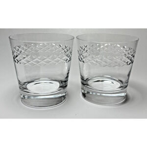 Nude Brand Double Old Fashion Glasses Diamond Band Crystalline Crystal Set of 2